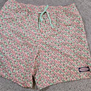 Vineyard‎ Vines Shorts Mens Large Pink & Grn Floral Swim Trunks Mesh Lined